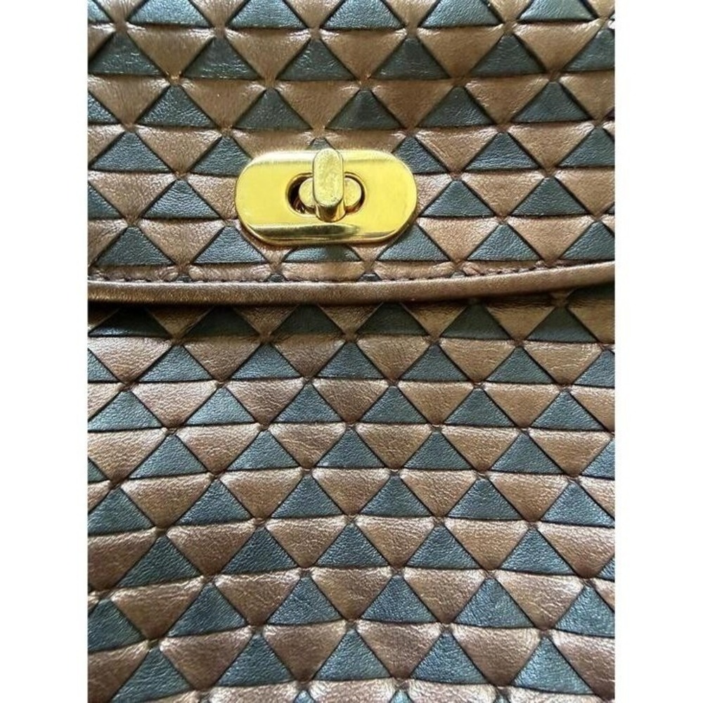 Ganson Vintage Copper and Black Weaved Leather Bag with Gold Chain/Leather Strap - Picture 4 of 10